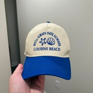 Beige and Blue Cousins Beach Cap
